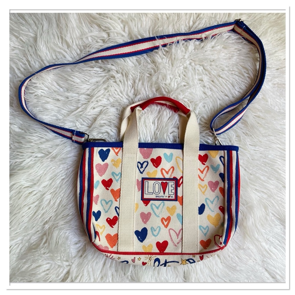Brighton Red White And You Mini Tote Canvas Cross Body Purse